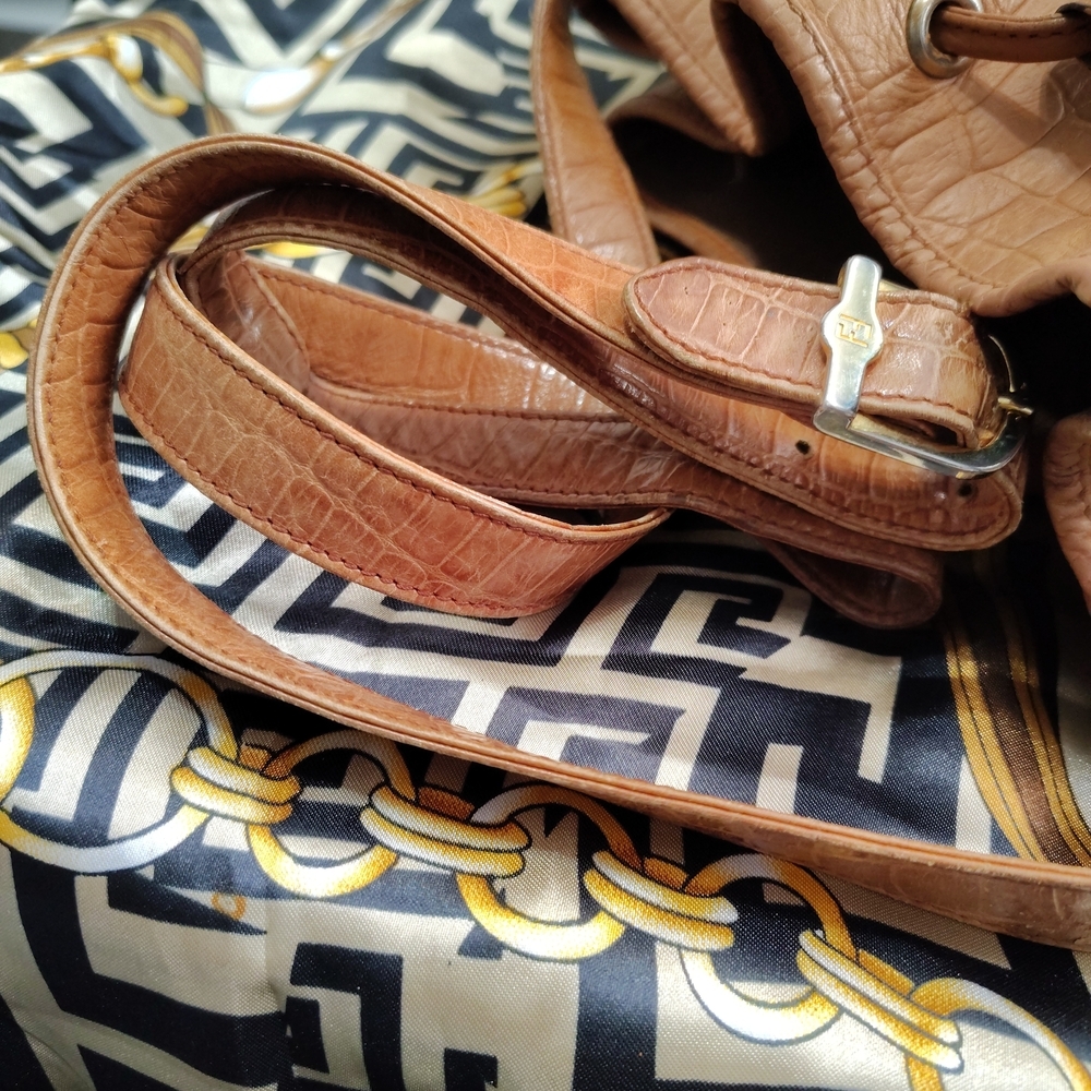 Fendi Tan Croc-Embossed Shoulder Bag - Picture 16 of 16